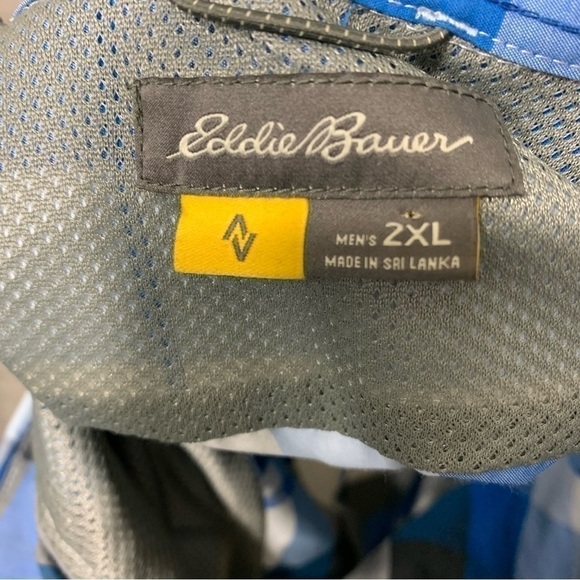 Eddie Bauer Blue White Plaid Active Casual Button Down Shirt Long Sleeves Sz 2XL - Picture 11 of 15